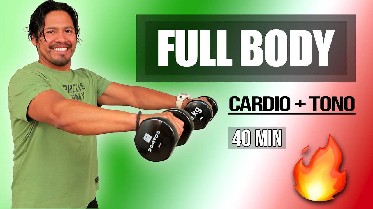 Entrena Todo el Cuerpo: Cardio con Saltos + Tonificación con Pesas | Siéntete Joven