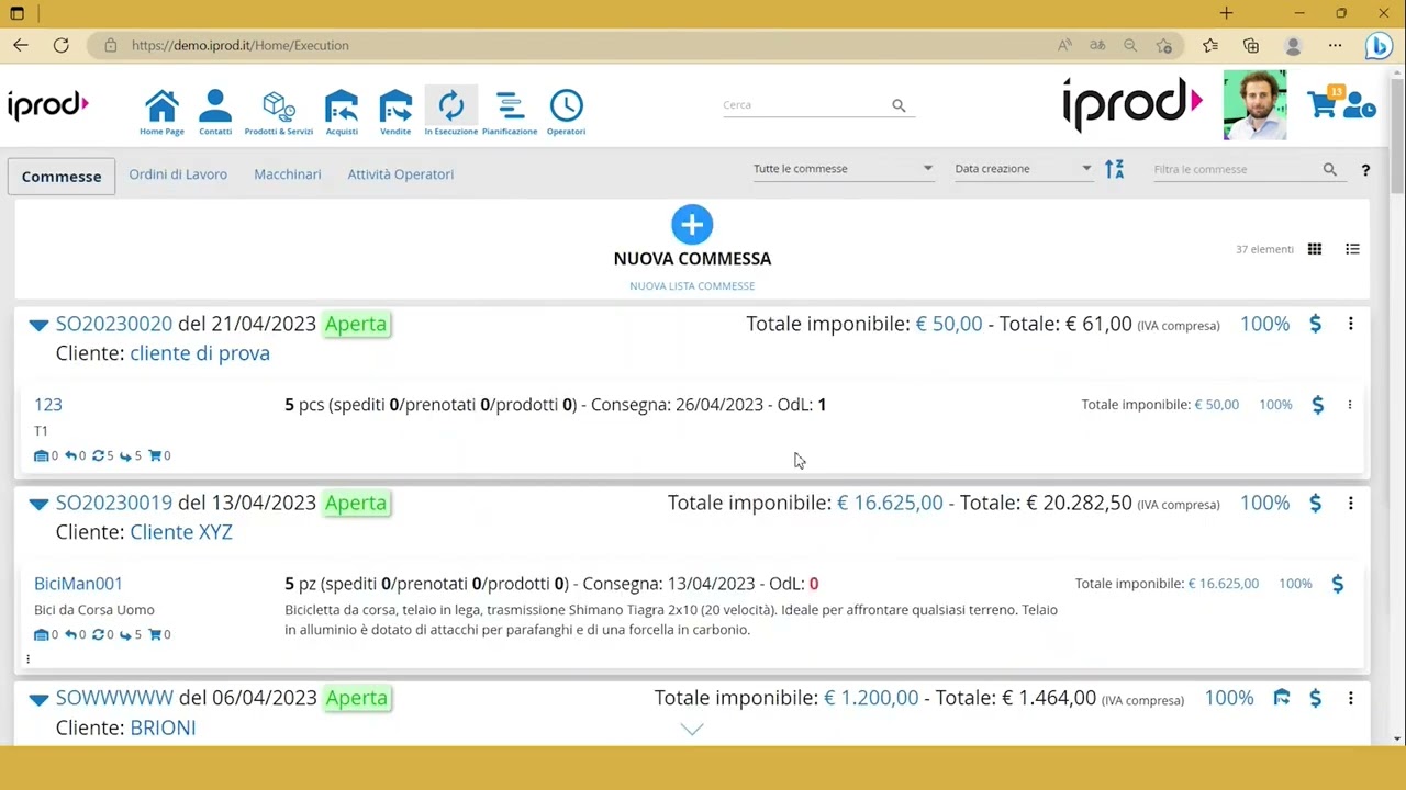 iProd Insight 7   Gestione della Commessa