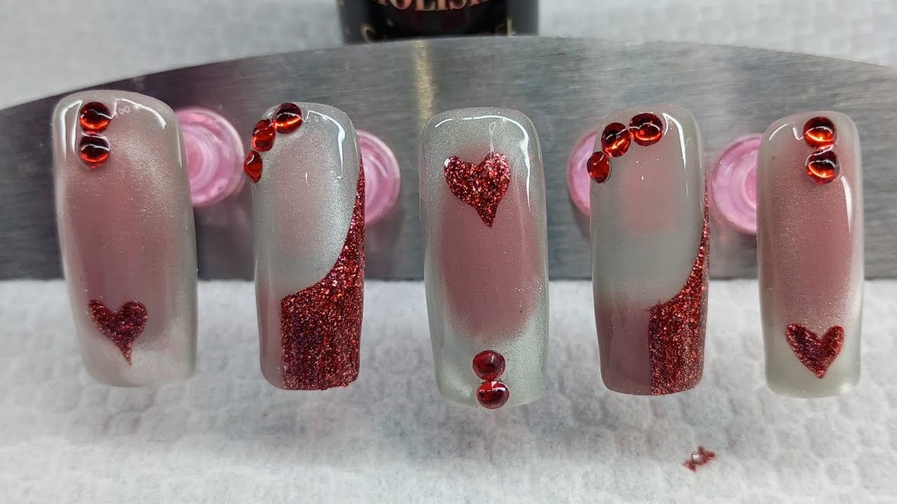 !!!!!!Watch Me Create These Cuties cat eye Valentine's Day nails 💝💝💝💝💝