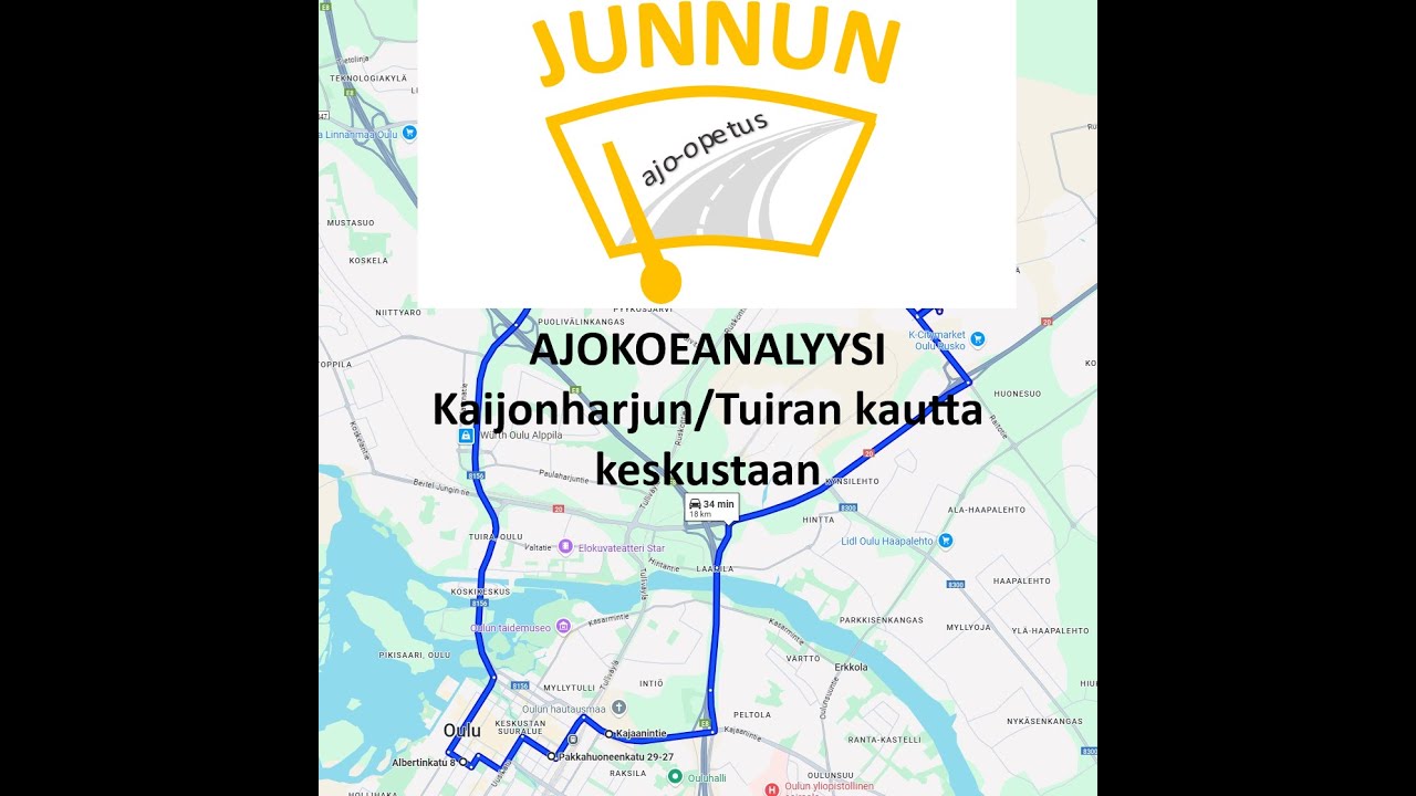 Junnun ajo-opetus ajokoeanalyysi - Kaijonharjun ja Tuiran kautta (kommenttiraita)