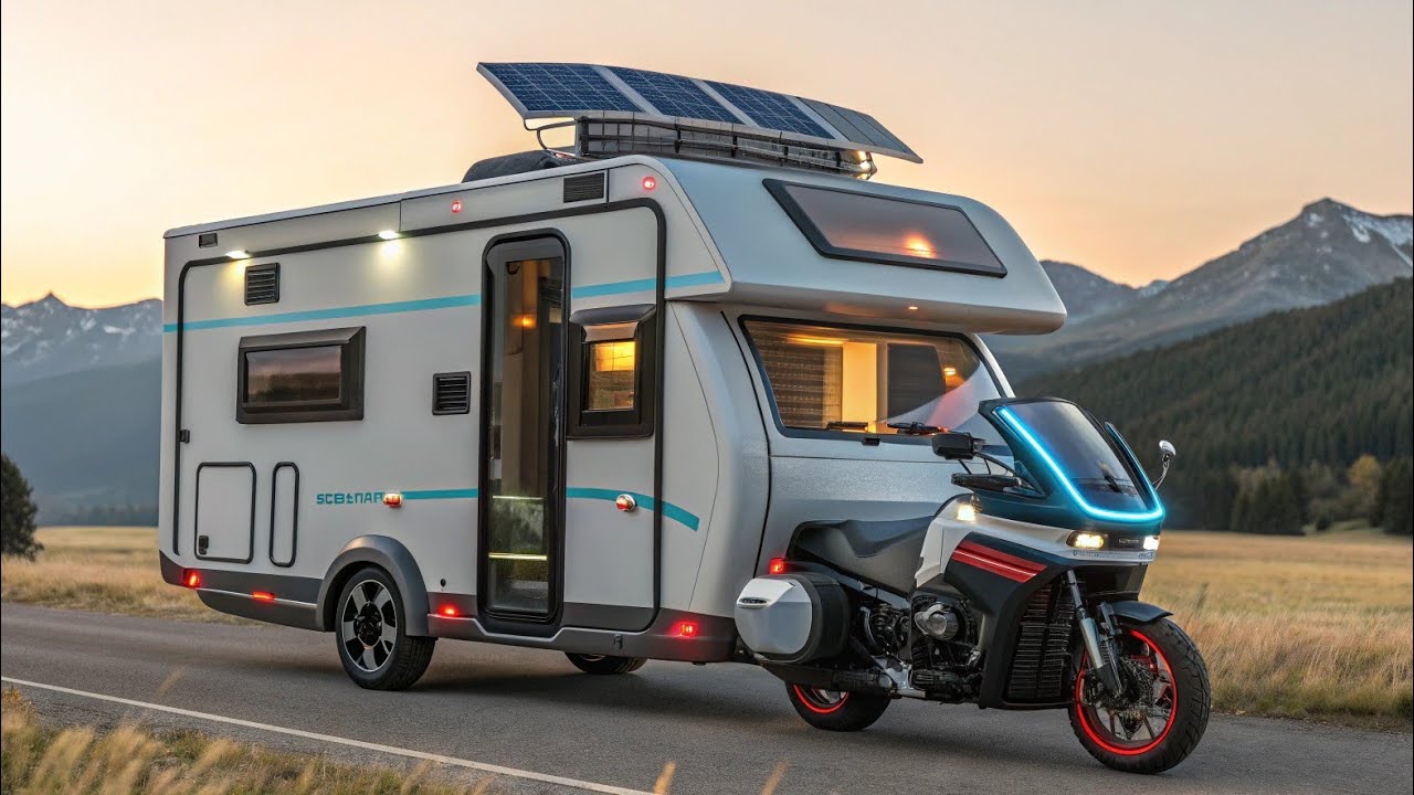 🌟 2026 Futuristic Motorcycle + Solar-Powered RV Trailer 🚀 | Next-Gen Adventure Camper ⚡🏍️🚐