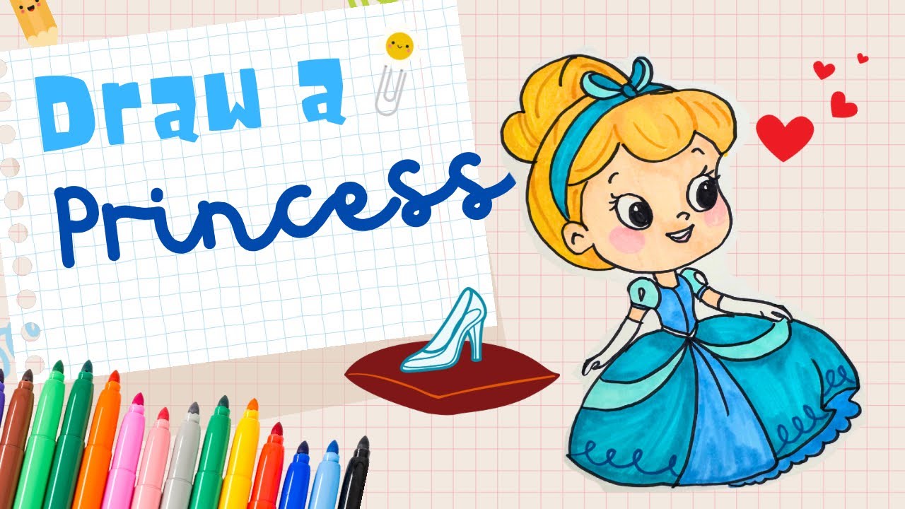 How to Draw Cinderella 👑 Easy Princess Drawing for Kids | Step-by-Step Tutorial