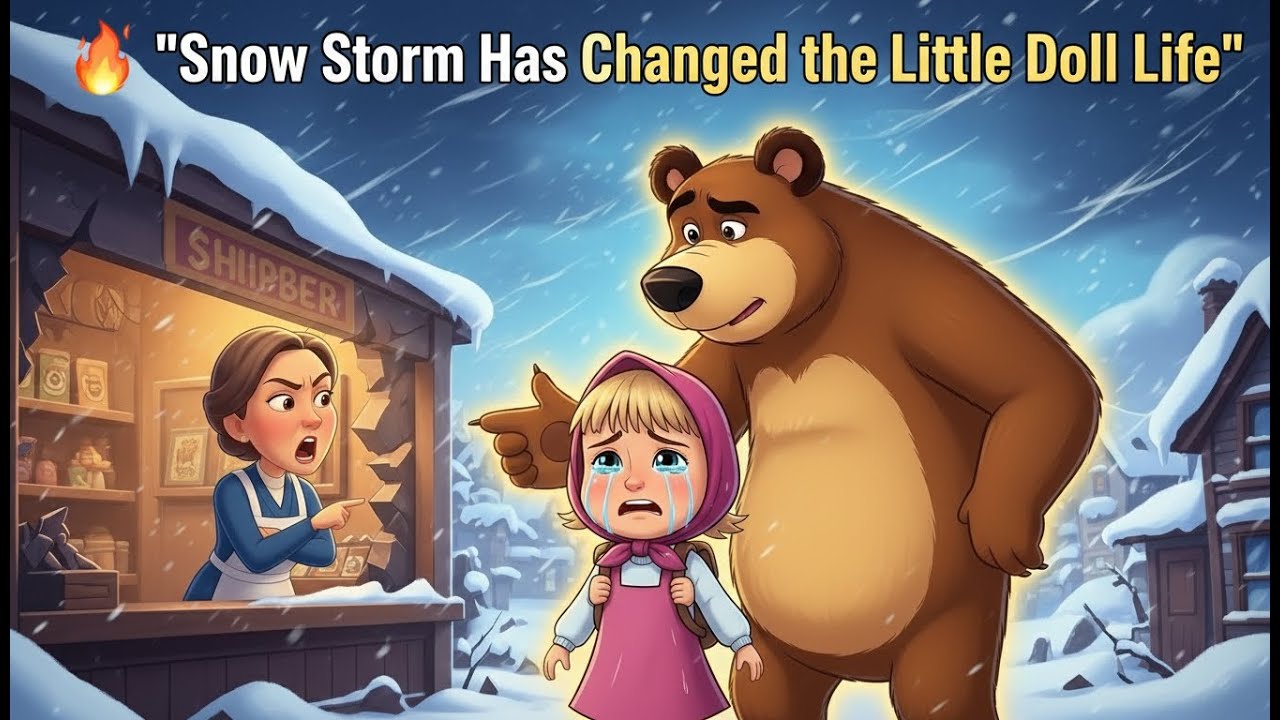 Big bear Support when Snow Storm Has Changed cute little doll Masha’s Life