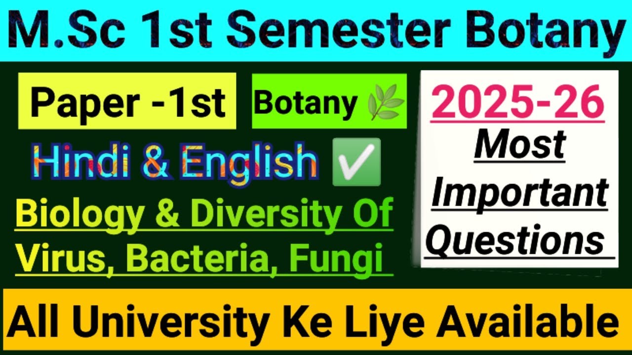 M.Sc 1st Semester Botany (Paper-1st) Most Important Questions 2025-26 || All University Student #msc