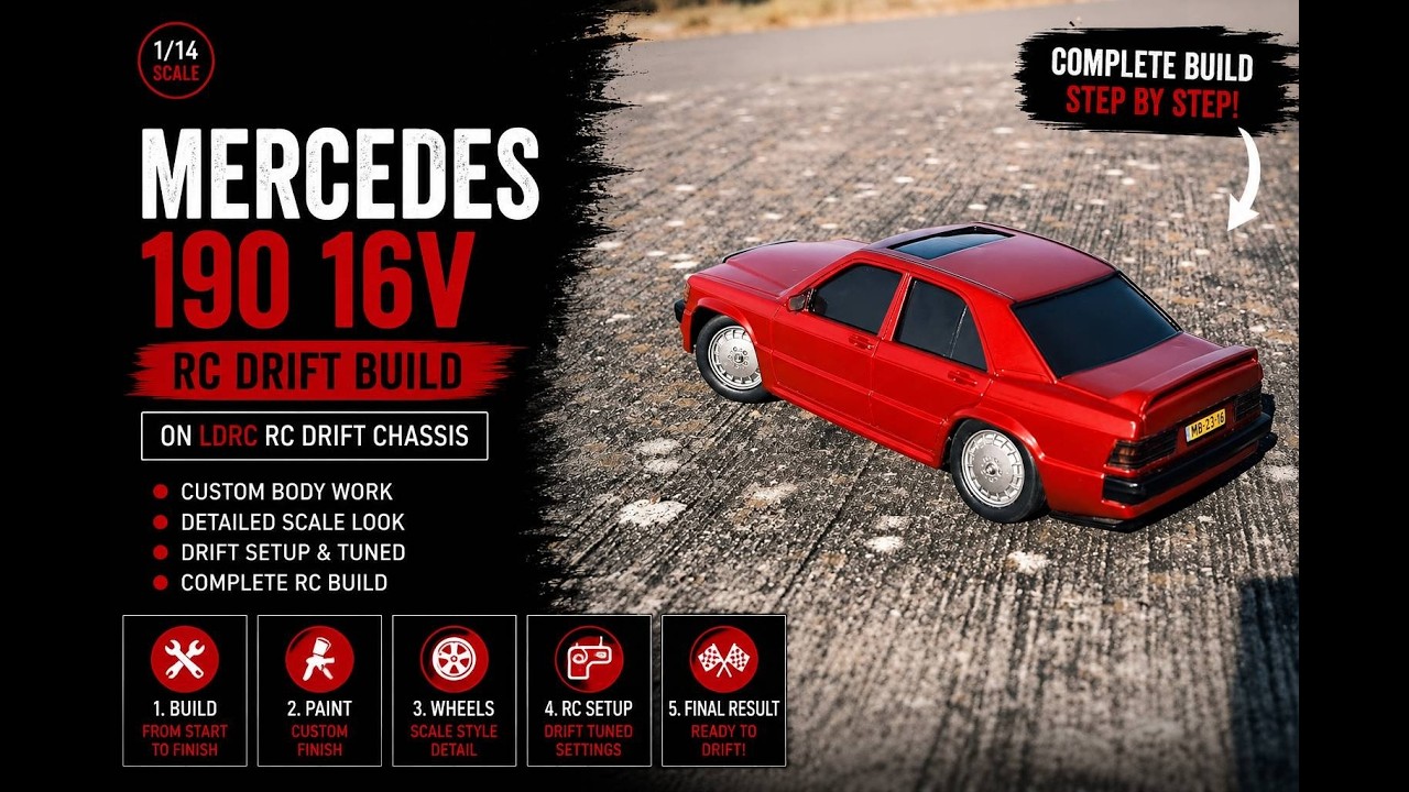 LDRC 1899 RC Drift chassis with Mercedes Benz 190 body?!? Watch me build it!