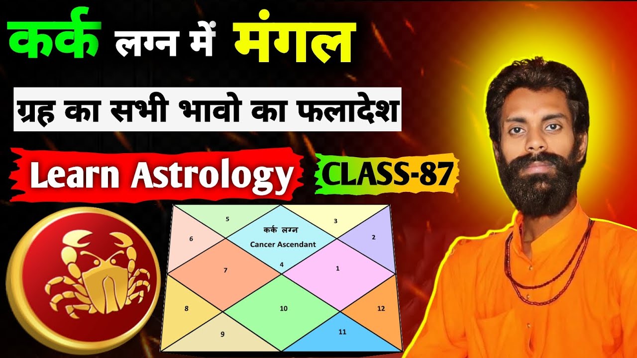 कर्क लग्न में मंगल ग्रह का फलादेश || kark rashi || kark lagna me mangal ka fal || class - 87