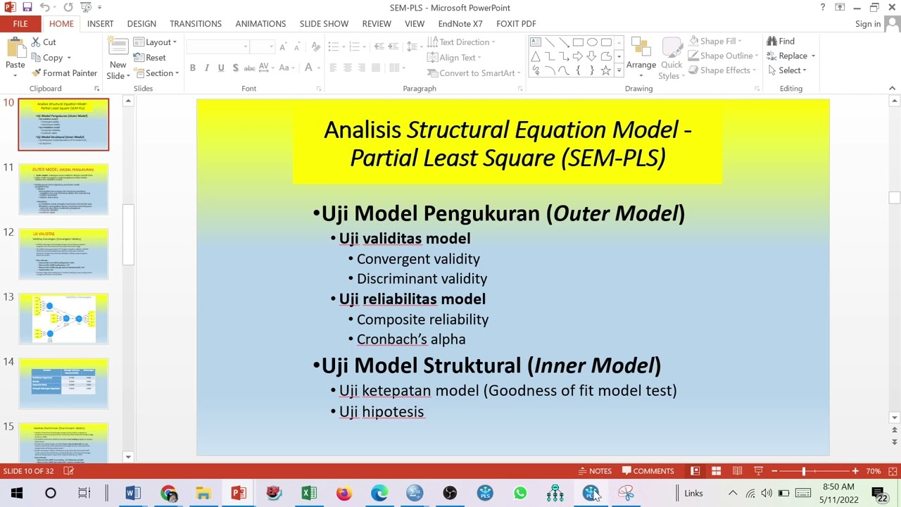 SBK 10 : Partial Least Square menggunakan SmartPLS