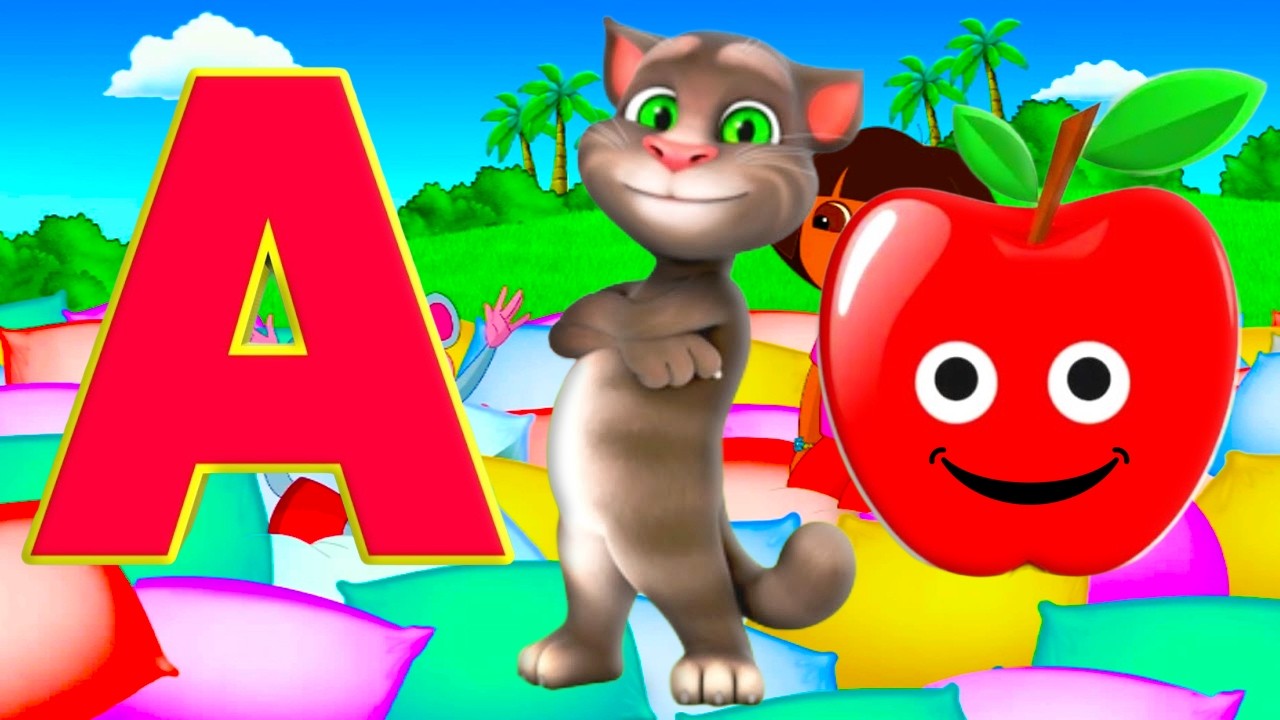 ABCD, A для яблока, 123 числа, счет от 1 до 10, один, два, три, учимся считать по алфавиту от A д...