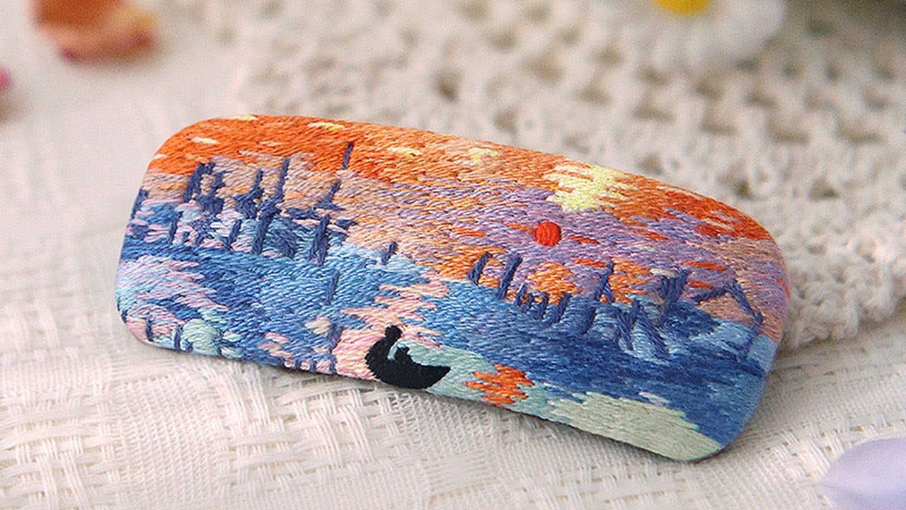 Sunrise Hair Clip Embroidery Tutorial E-TB-67-Sunrise