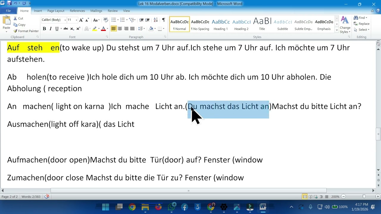 Lecture 17 A1 Essen und Trinken , German Azam