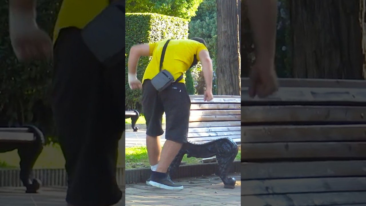 Crazy Guy vs Bench 💪🤣 #shorts #foryou #pranks