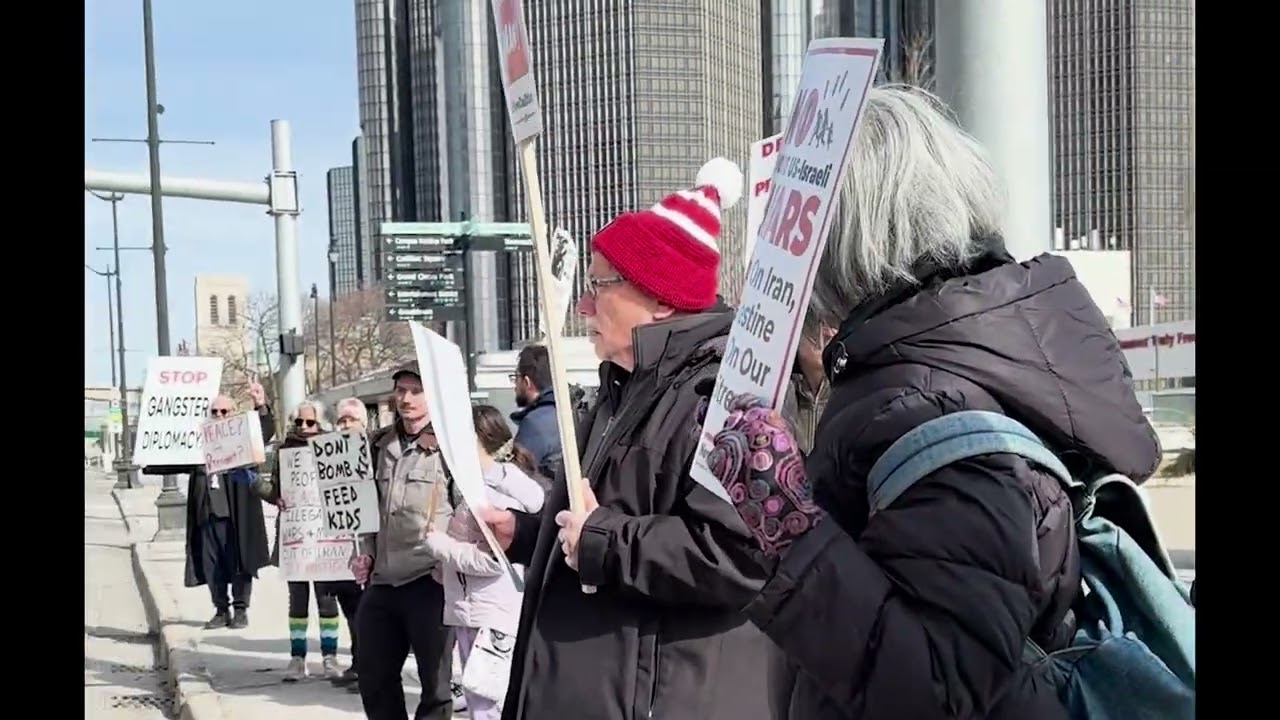 Video: Protesters in Detroit's Hart Plaza rally against recent U.S. and Israeli strikes on Iran