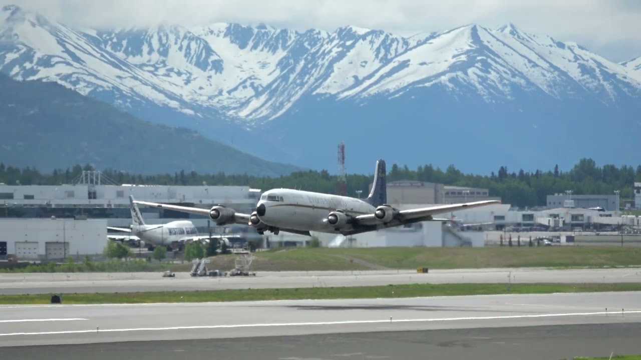 RARE! DC-6 low transition takeoff from Anchorage