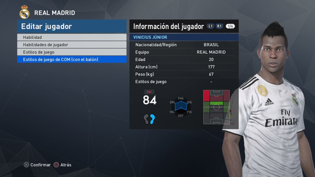 Como crear a Vinicius JR en Pes 17