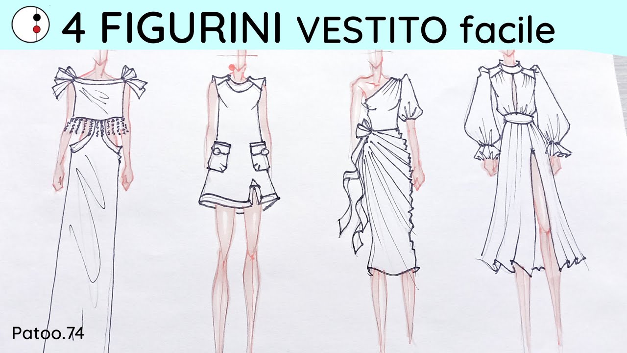 4 PLAT di VESTITI , disegno il Figurino a mano libera, Fashion Design | Patoo74| StudioStile74