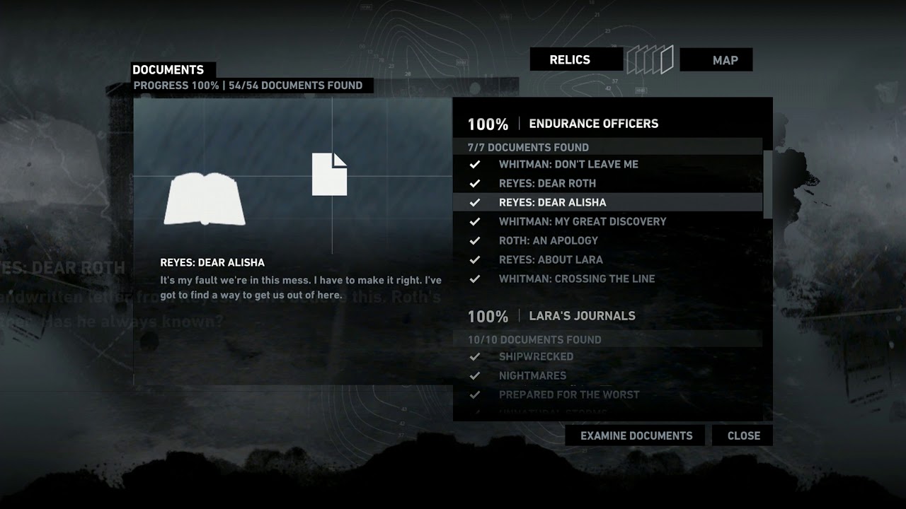 Tomb Raider - A Survivor is Born: All Documents Audio Played