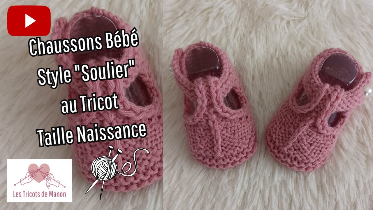 Chaussons B&eacute;b&eacute; Style Souliers au Tricot Taille Naissance