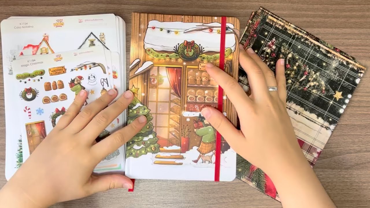 Journal with me | Páginas iniciais do diário no tema de Natal 