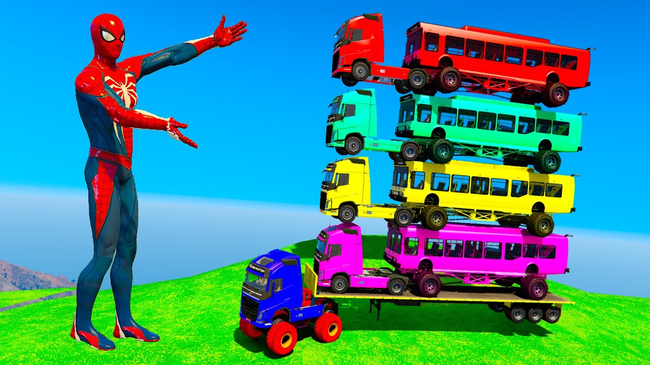 GTA 5 Greatest Huge Vehicle Haul with Spider-Man and His Crew!