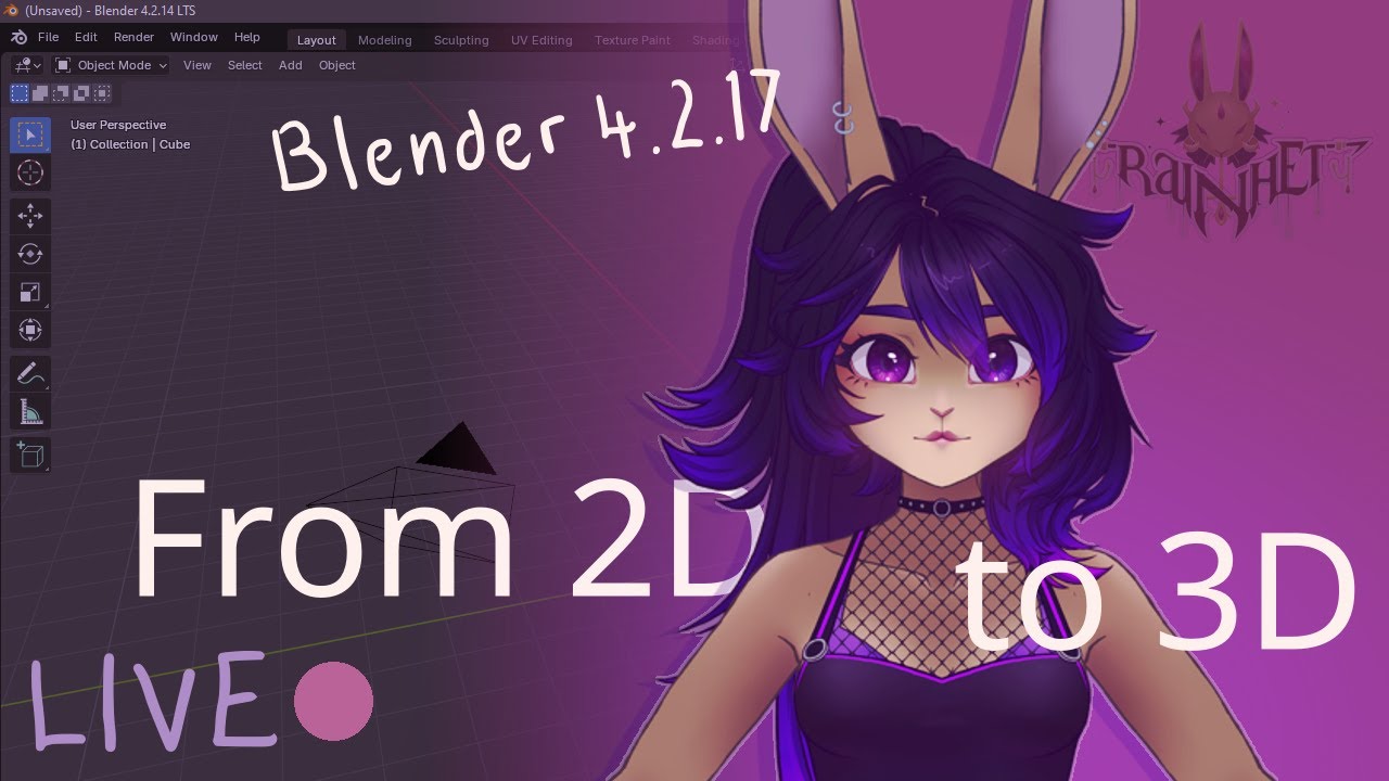♡ modeling a VTuber bunny girl from scratch! Blender 3D ✧♡ Live! ✧ 01