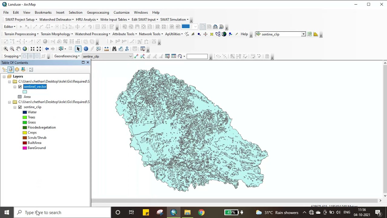 How to calculate land use area of Sentinel 2 data