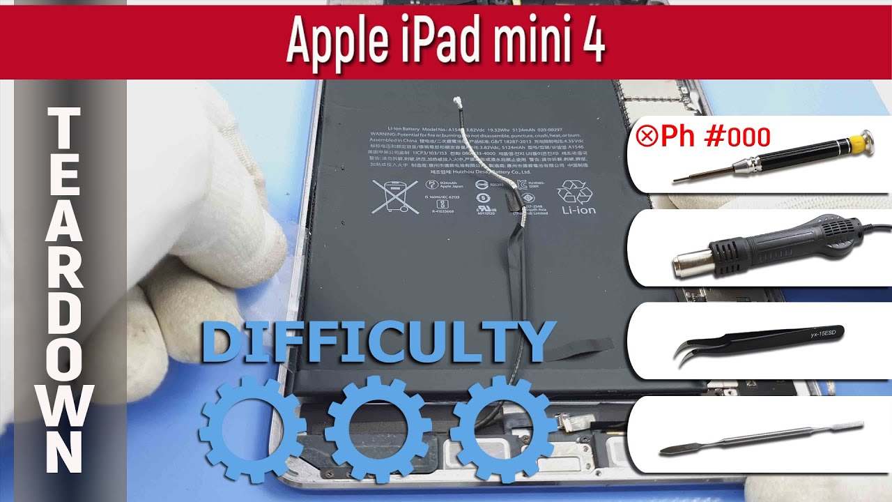 Как разобрать 📱 Apple iPad mini 4 (2015) A1538, A1550