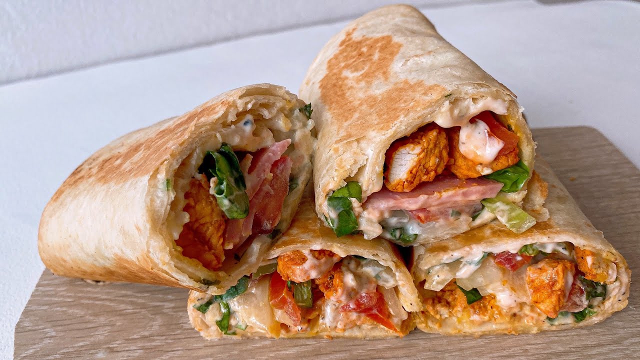 ساندويش تشيكن راب🌯 بطريقة سهلة وسريعة chicken wrap quick and easy recipe