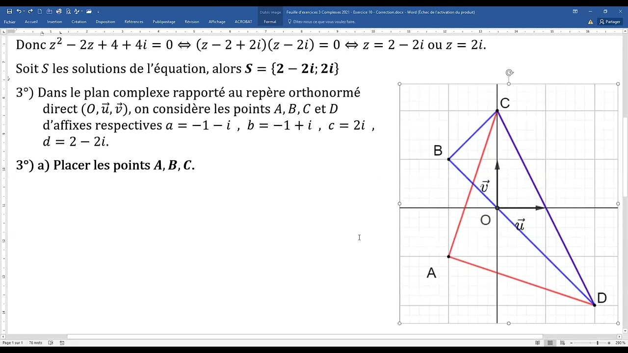 Exercice 10 nombres complexes