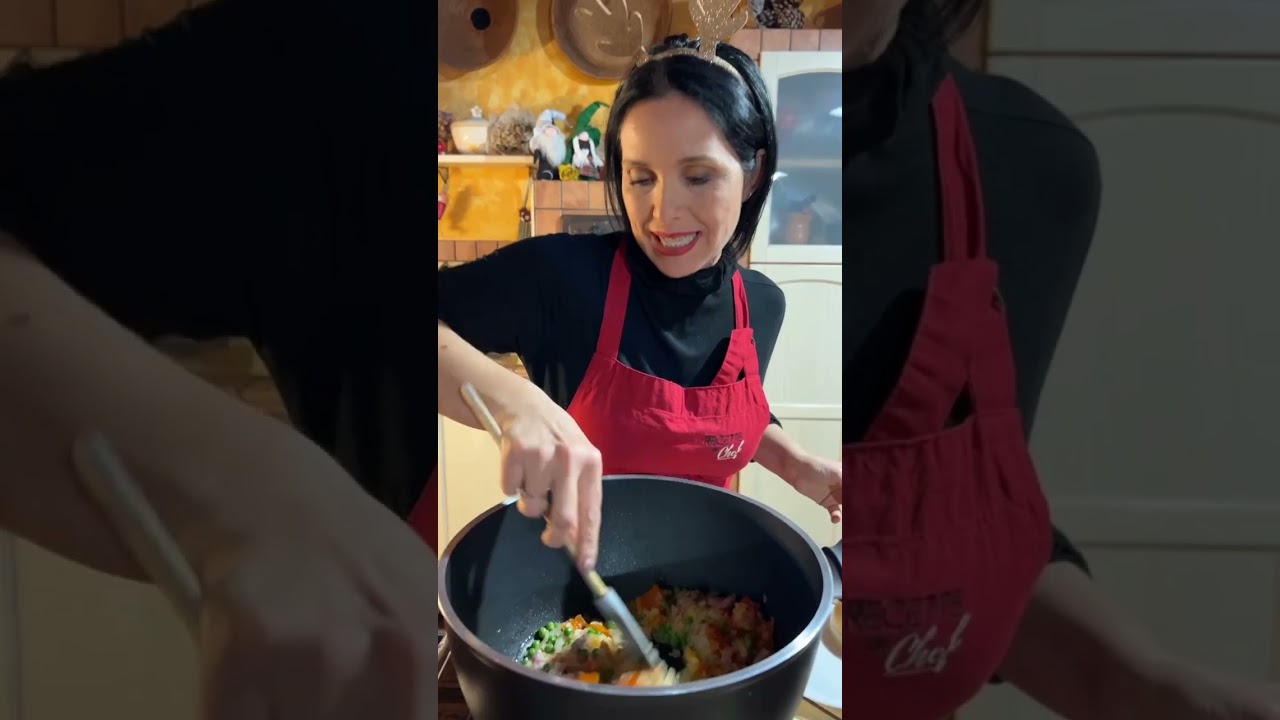 OGGI CUCINO: risotto pancetta, peperone piselli; polpette al sugo e carciofi a vapore