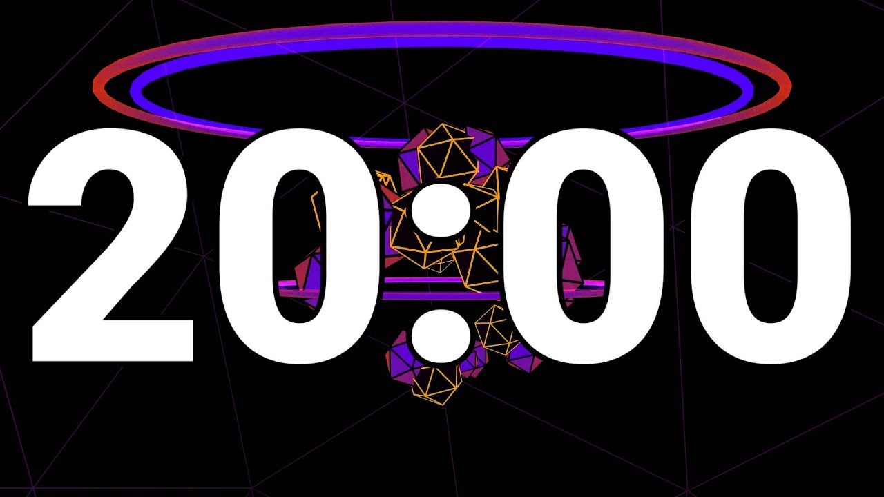 20 Min Study EDM Timer | Big Numbers Countdown with EDM background Music | EDM Countdown