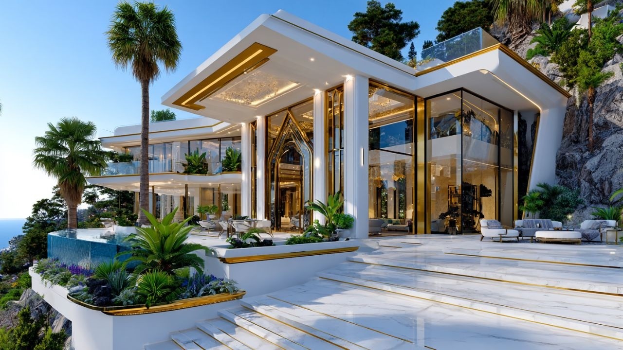 Inside a Billionaire Hollywood Mansion 🏛️ Gold Interior Luxury Revealed