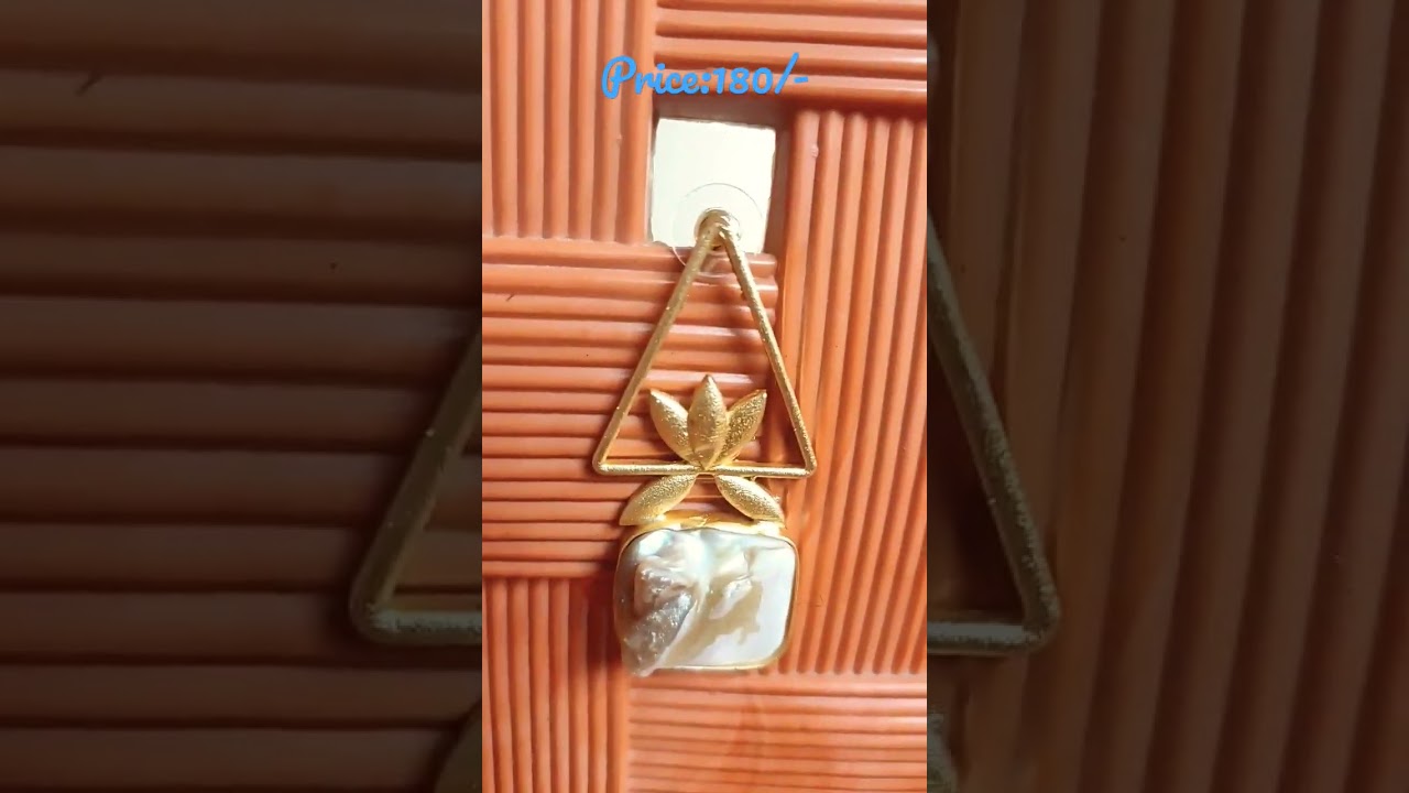 Trending Triangle Real  Water Pearl Brass Made Earrings. Watsapp:9390156388.