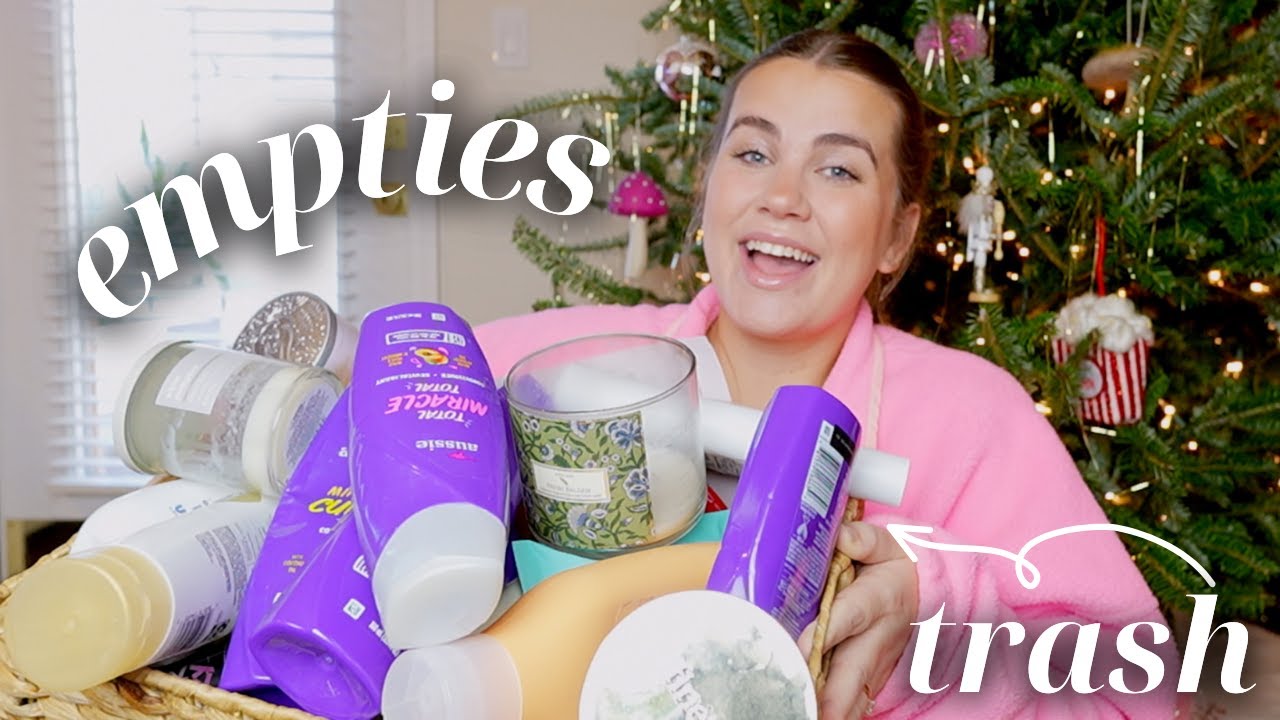 *huge* beauty empties! products i've used up - 2025 | vlogmas day 14