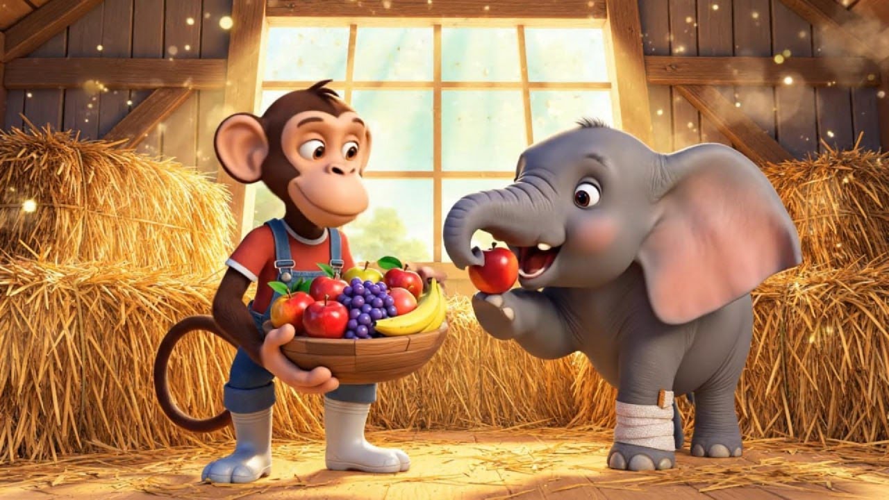 Baby Monkey Heals Baby Elephant - A Heartwarming Jungle Story| Kids Storytime