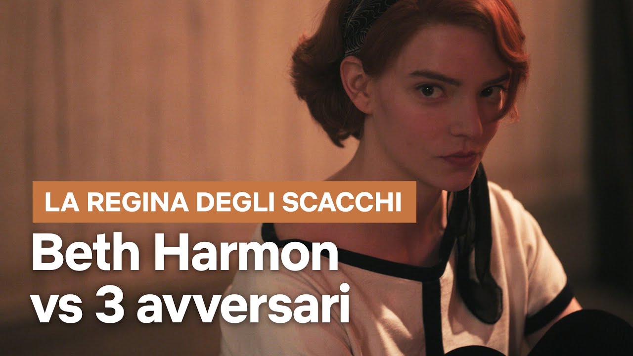 Beth Harmon gioca contro 3 avversari a tempo ne La Regina degli scacchi | Netflix Italia