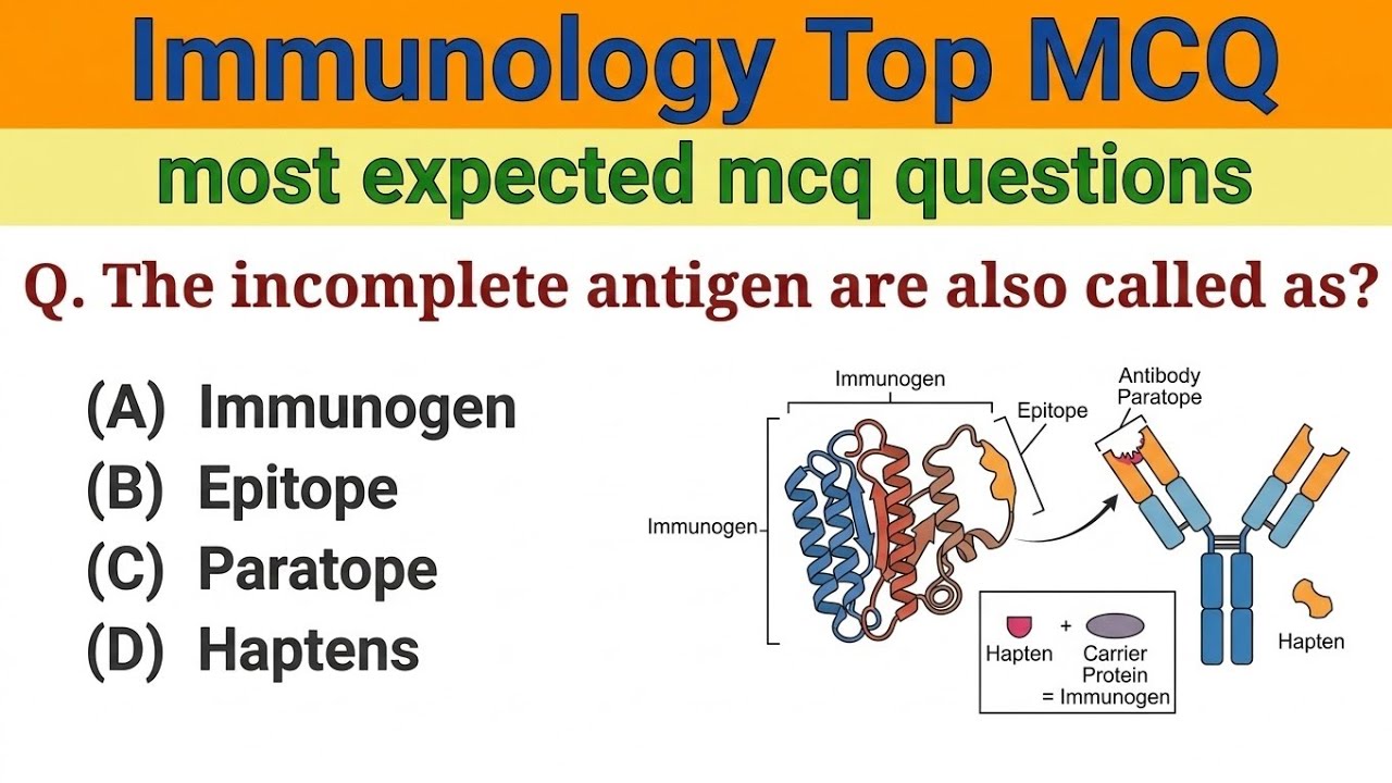 immunology mcqs with answers || immunology || biology most repeated questions (19)