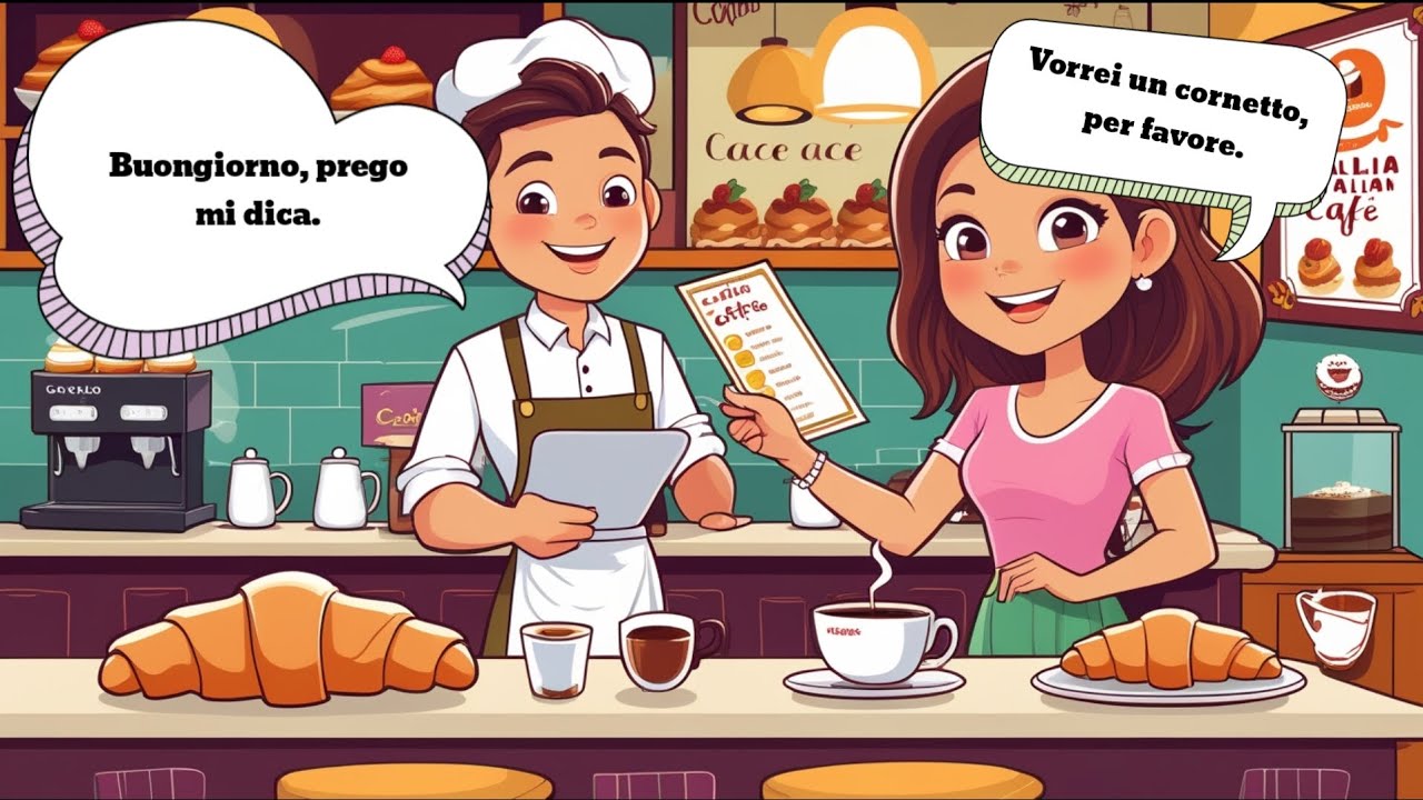 Learn Italian  Daily Conversations | Ordering Food, Coffee & Pizza In Italian 