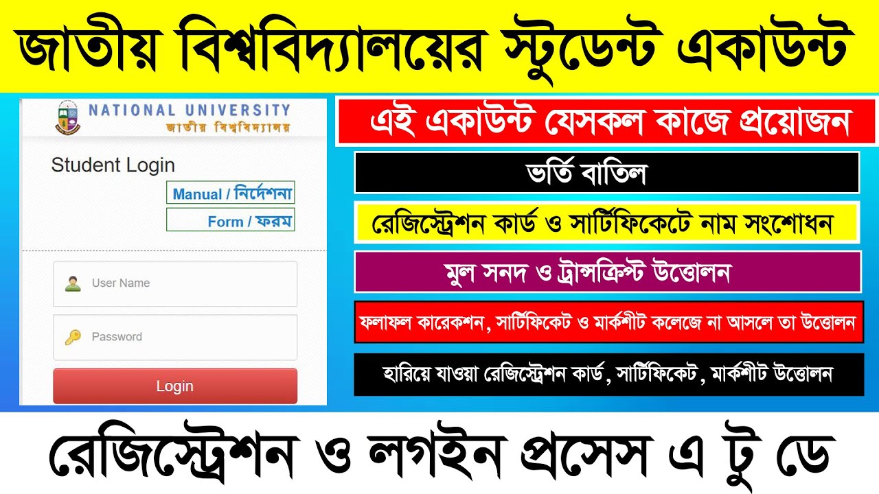 Nu Student Login | NU Student Account Registration/Login Process A to Z |  স্টুডেন লগইন/রেজিস্ট্রেশন