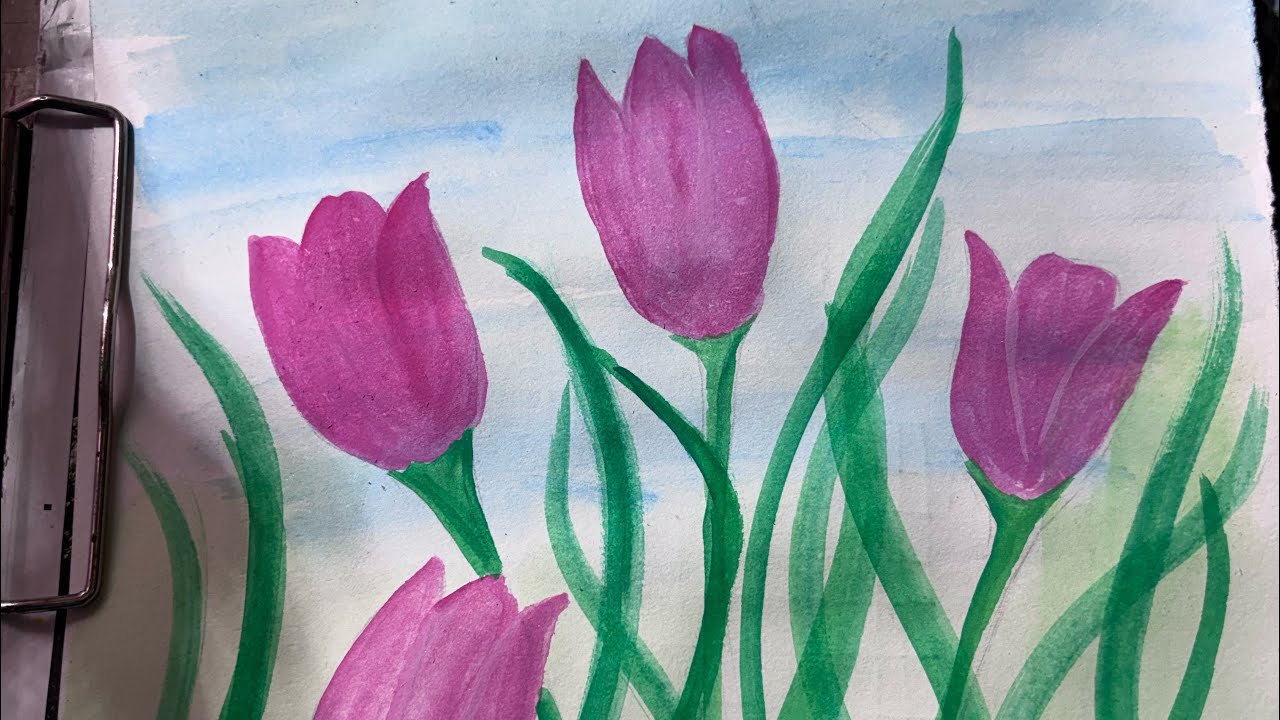 Tulip Flower Watercolor Painting Step by Step | Relaxing Floral Art Tutorial”
