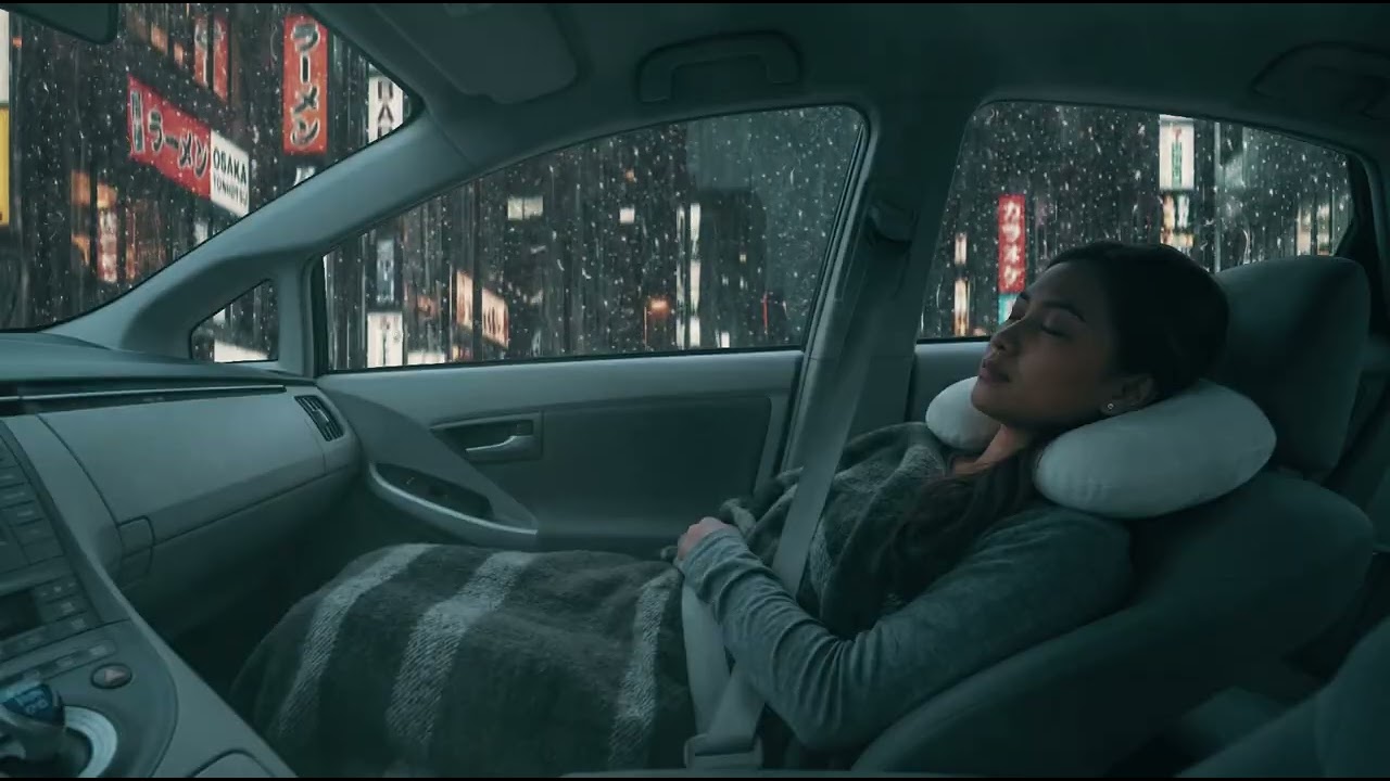 No Ads Rainstorm Night Rain in Car for Restorative Sleep, Very Huge Thunder, Insomnia Healing Sounds