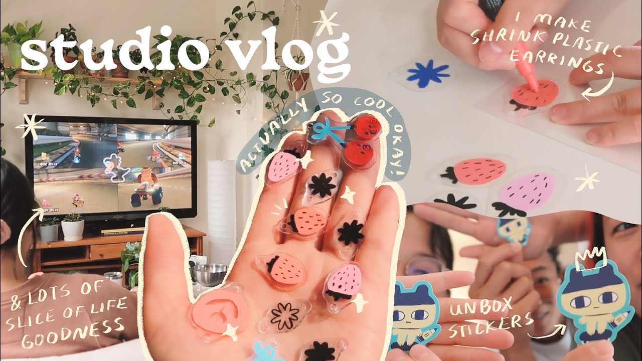 studio vlog 30 ★彡 shrink plastic earrings, two weeks of shop keeping, also I make PICKLES 🤩