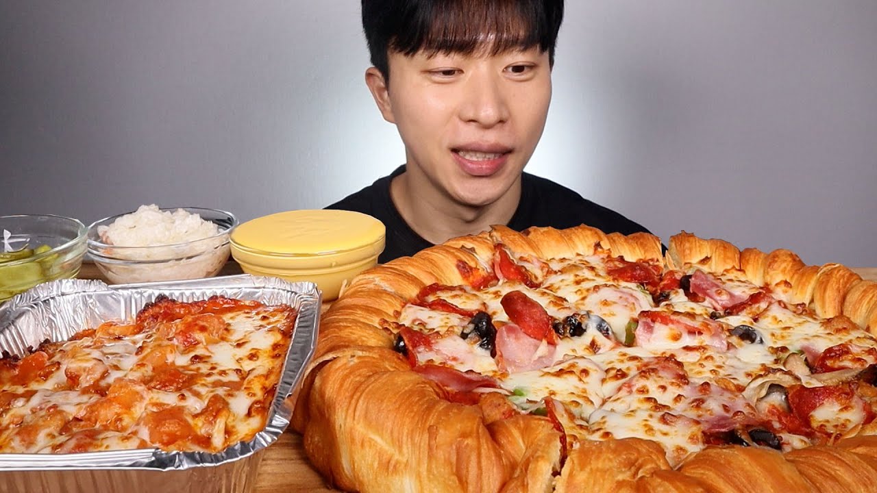 파파존스 수퍼파파스... 미트 스파게티 코울슬로 갈릭디핑소스 먹방! ASMR MUKBANG PAPA JOHNS PIZZA Meat Spaghetti EATING SHOW