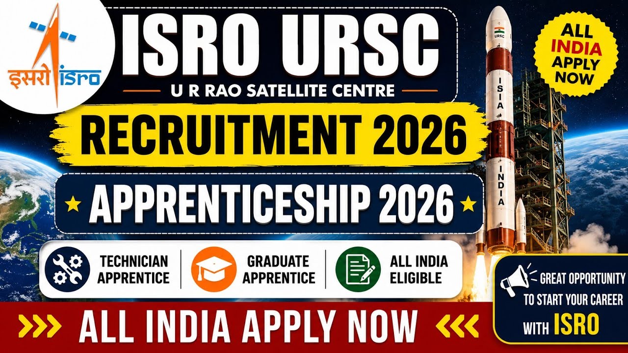 ISRO URSC New Recruitment 2026 // Official Notification Out // Apprenticeship // All India Apply