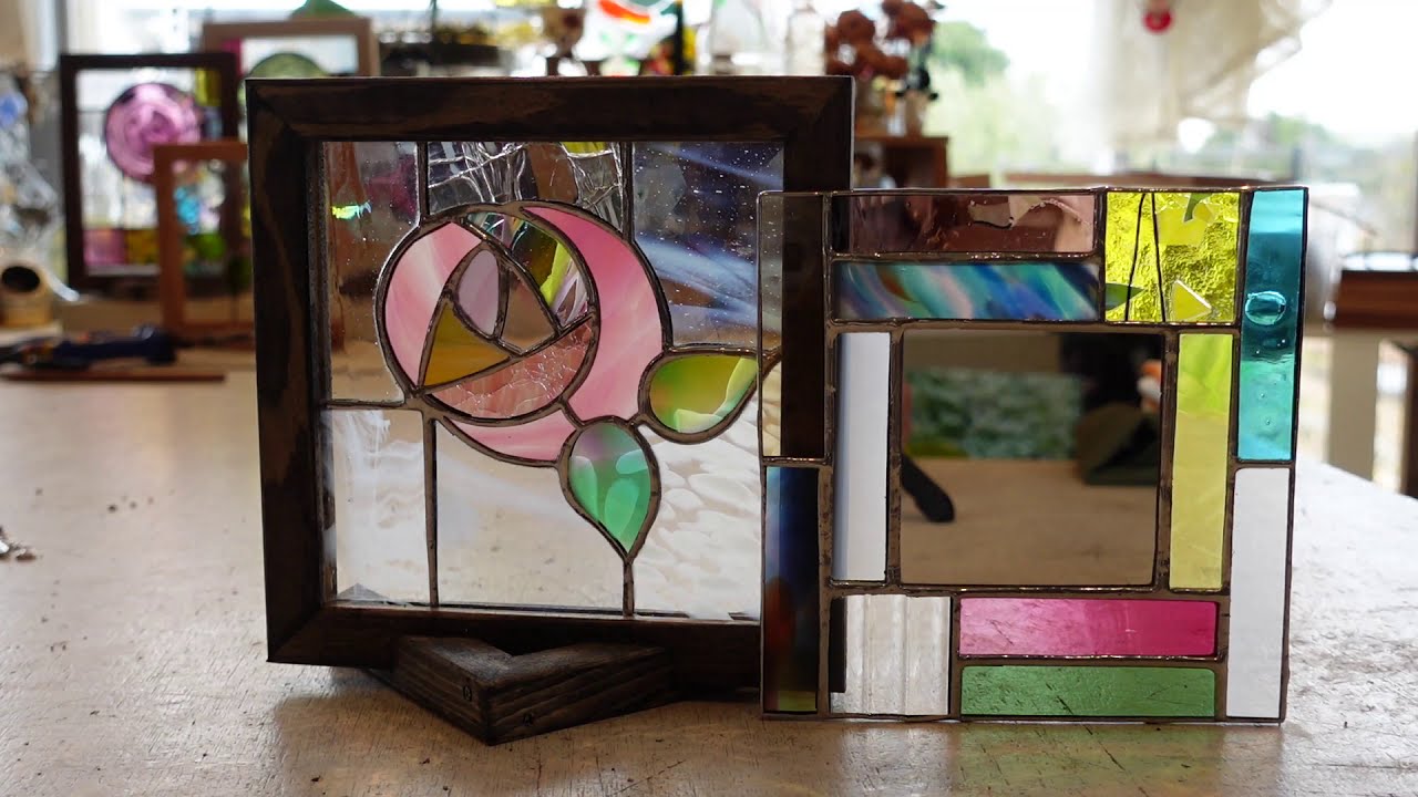 ステンドグラス工房ルヴェール　アンティークガラス薔薇パネル体験　Antique glass rose panel experience