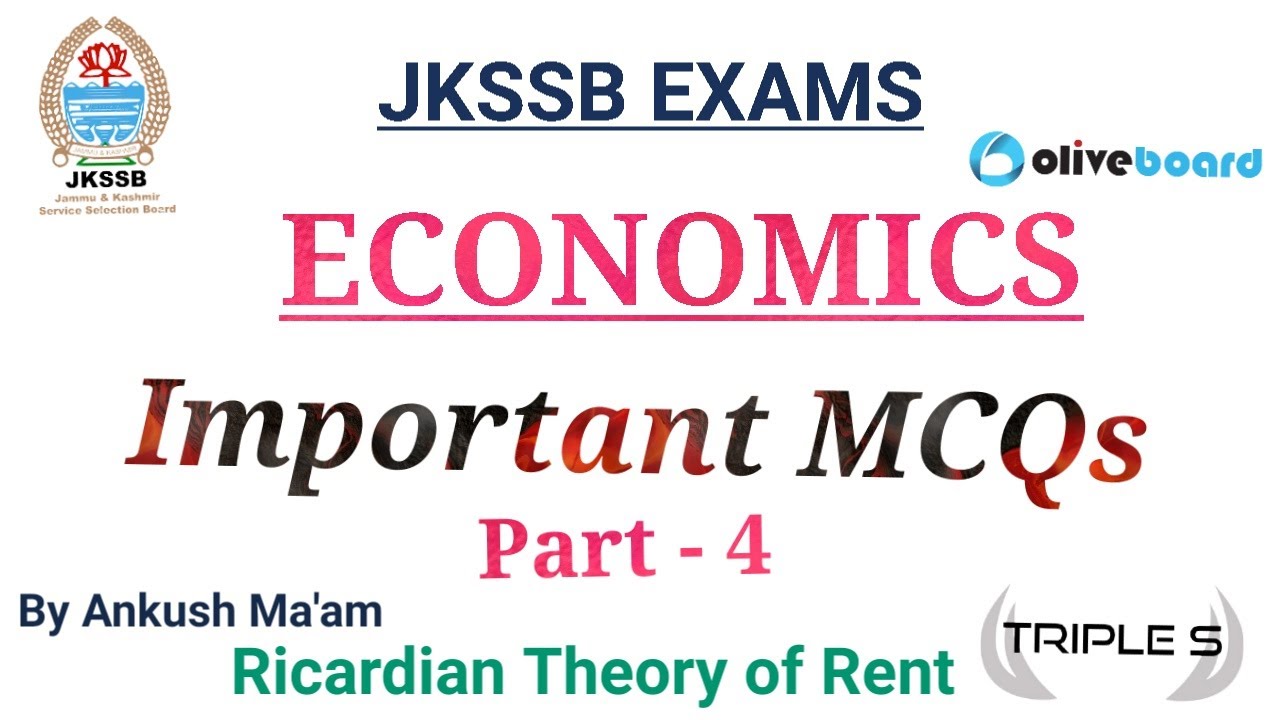 Ricardian Theory of Rent  - Economics || Important MCQs - Part 4 for JKSSB / JKPSC / UPSC Exams