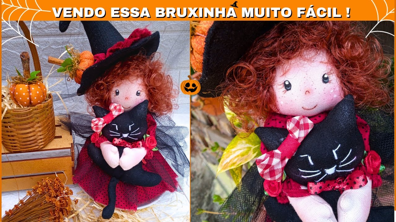 Vendo essa boneca muito fácil | Bruxinha Tininha | Moldes gratuitos | DIY | Boneca de Pano