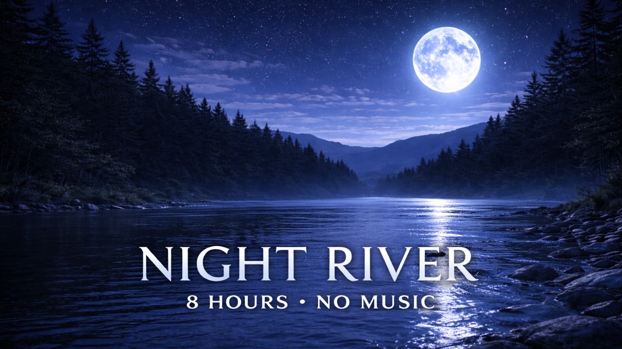 Gentle Night River Ambience for Deep Sleep (8 Hours) • No Music
