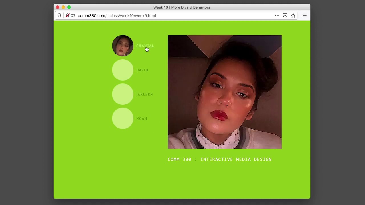 Comm 380 | Interactive Media Design | Week 9 Assignment Demo