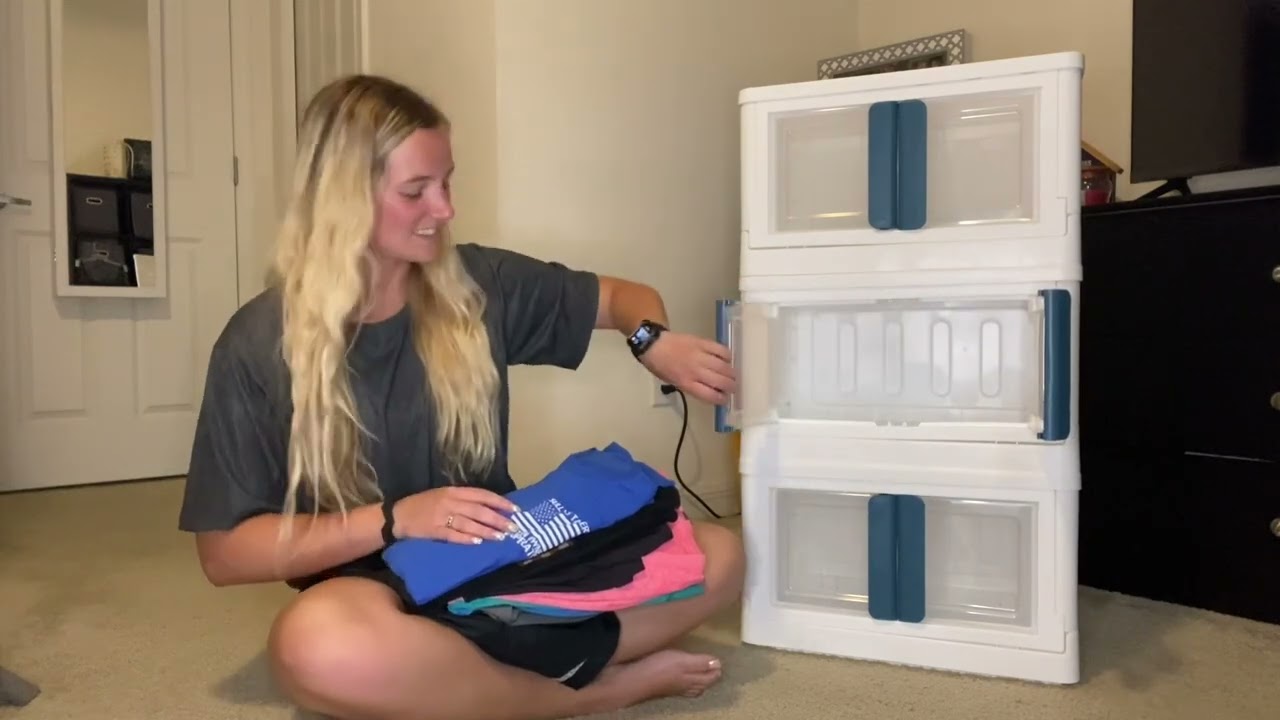 Review of Foldable Storage Bins with Lids 33 Qt.Double Door Plastic storage bins for Closet storage