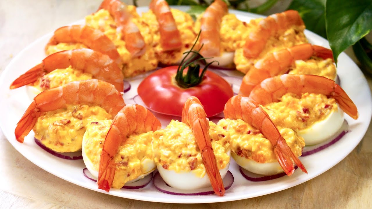 Приготовить яйца, фаршированные морепродуктами, очень просто! Закуска с яйцами.